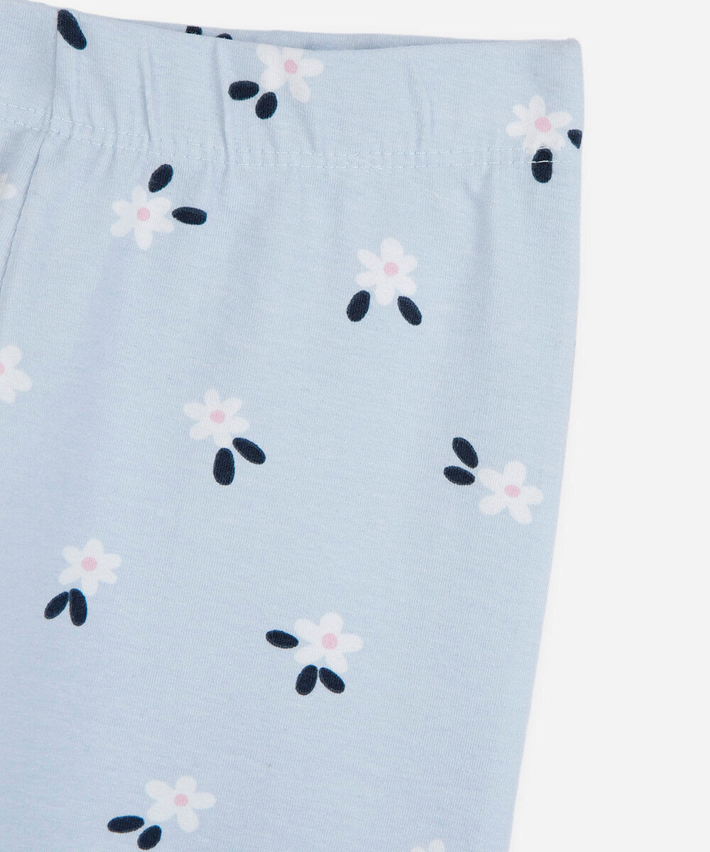 kit de 2 calças legging infantil de algodão floral colorido