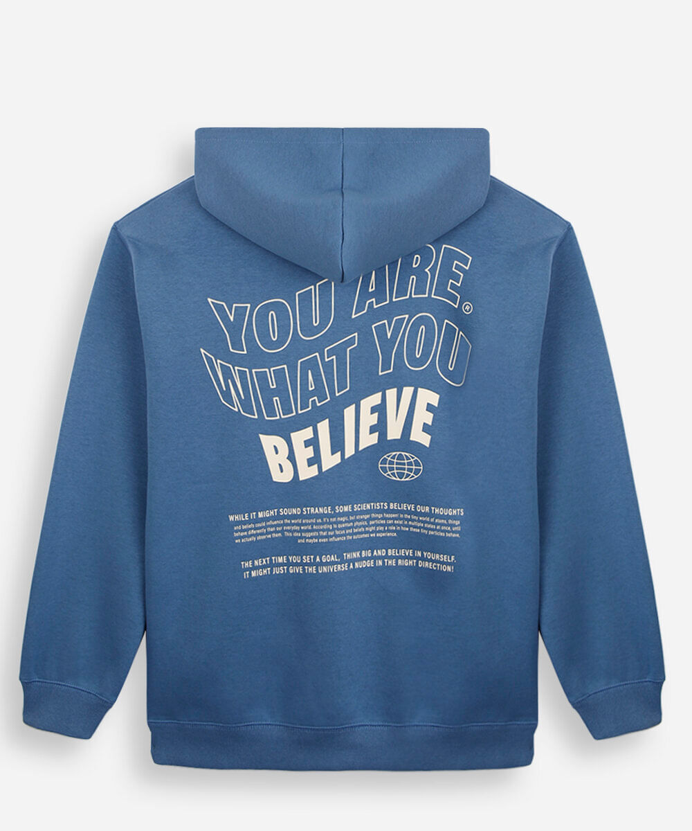 blusão oversized juvenil de moletom com capuz estampado azul