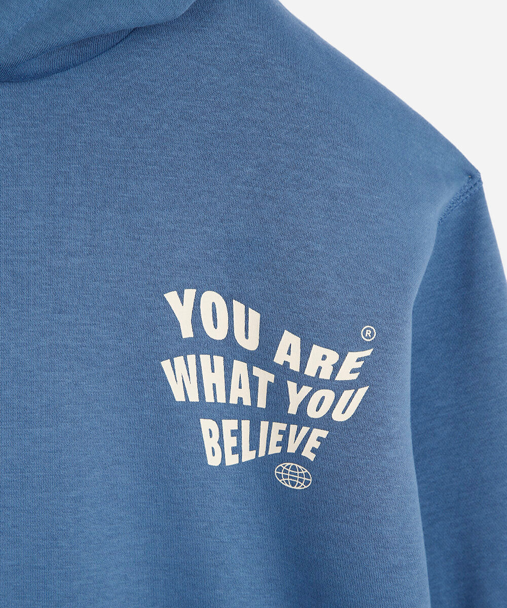 blusão oversized juvenil de moletom com capuz estampado azul