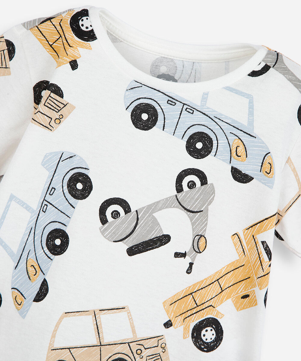 kit de 3 camisetas infantil de algodão manga curta estampado colorido