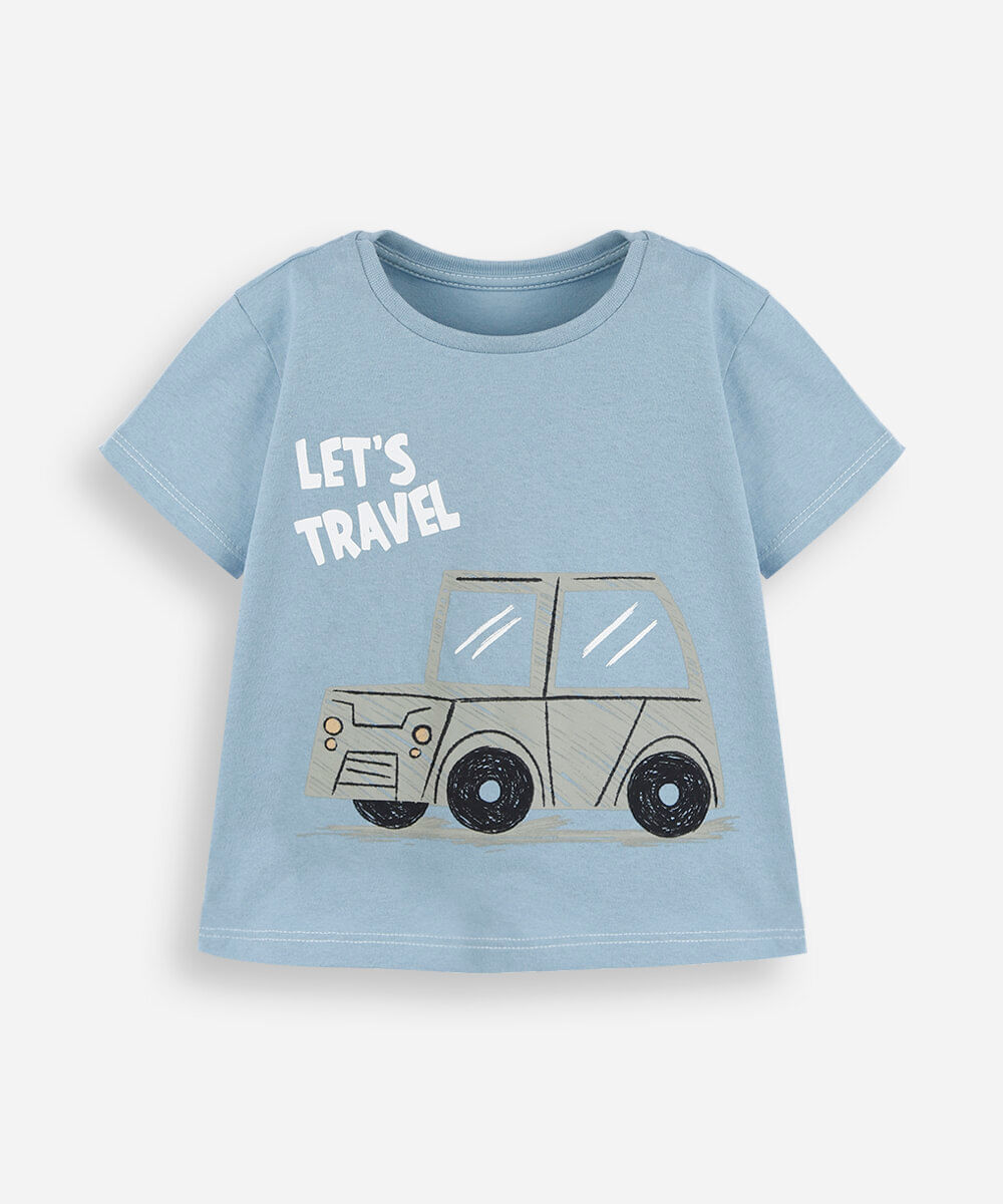 kit de 3 camisetas infantil de algodão manga curta estampado colorido