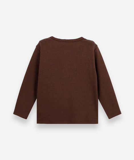 camiseta infantil com algodão manga longa marrom