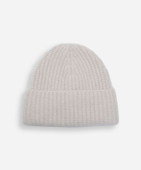 gorro de tricot chenille canelado cinza