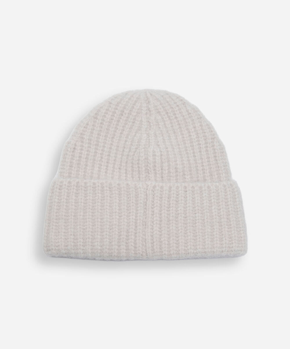 gorro de tricot chenille canelado cinza