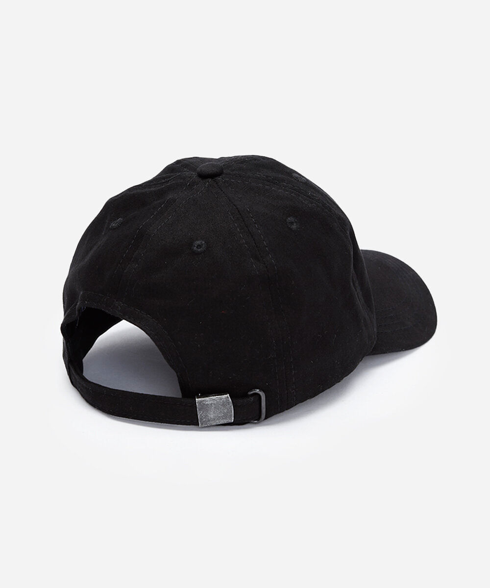 boné aba curva de sarja bordado preto