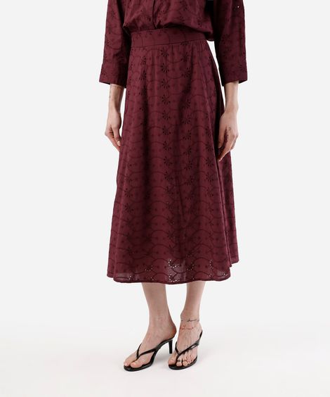 saia midi evasê feminina de laise vinho