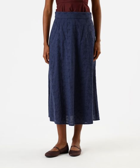 saia midi evasê feminina de laise azul