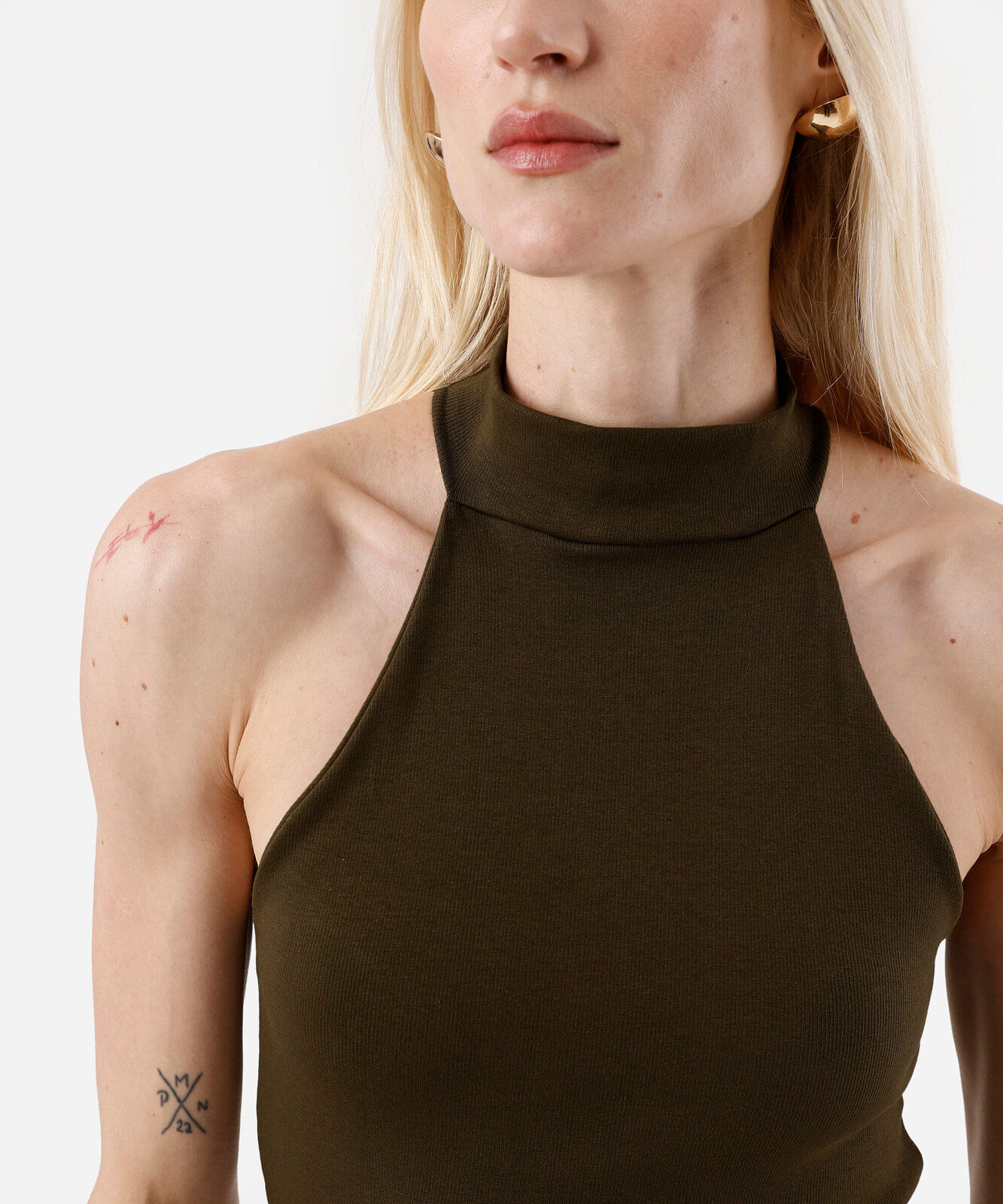 blusa halterneck feminina de algodão verde