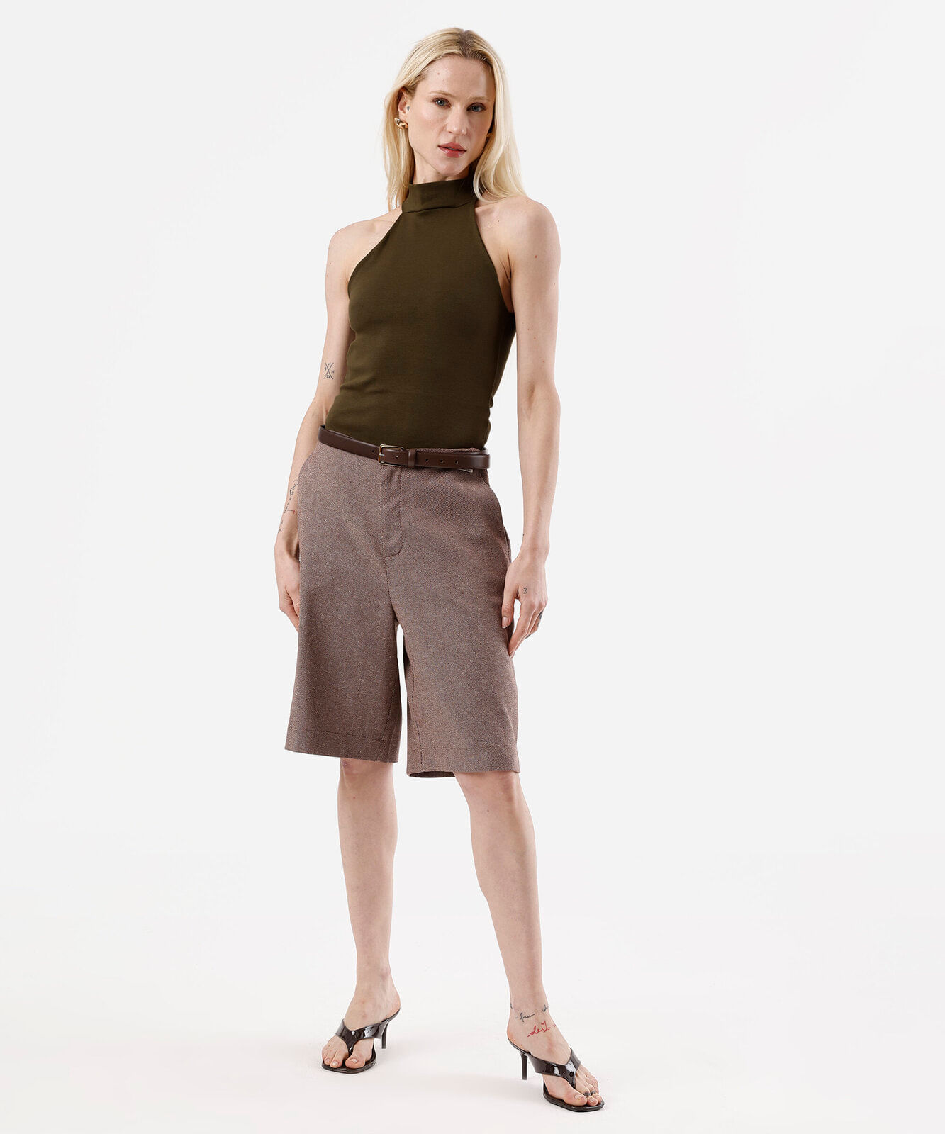 blusa halterneck feminina de algodão verde