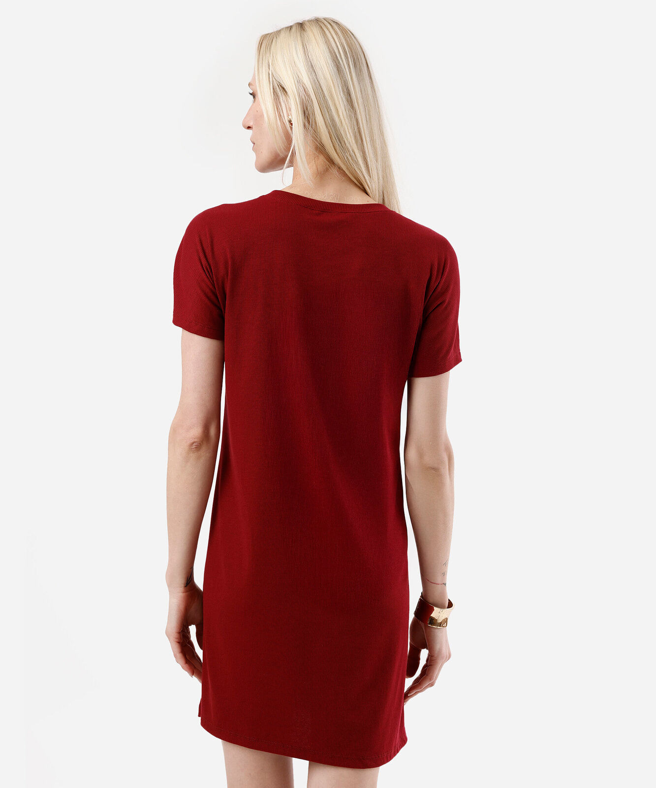 vestido curto feminino com viscose canelado vermelho