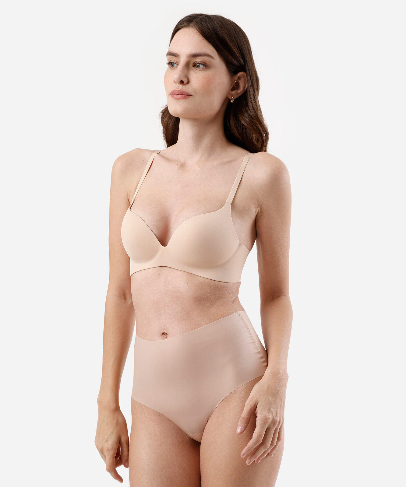 sutiã base feminino de poliamida selado bege