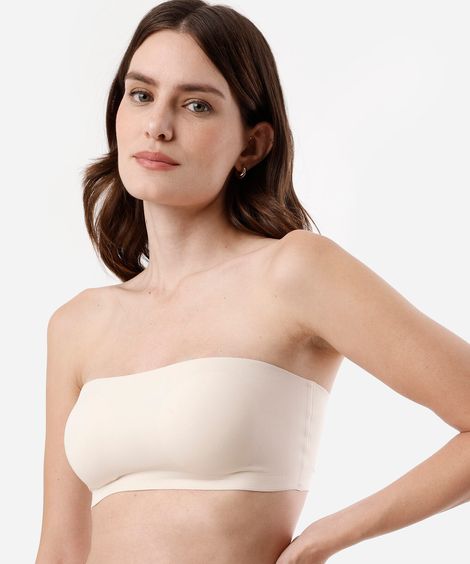 top faixa feminino com bojo removível bege