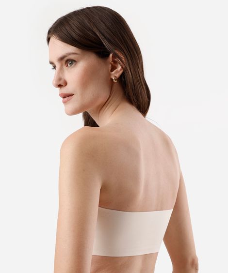 top faixa feminino com bojo removível bege