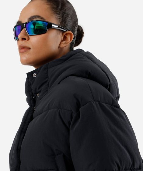 jaqueta puffer cropped feminina esportiva preta
