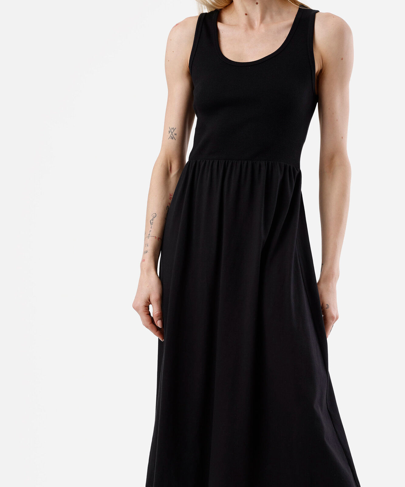 vestido midi feminino de algodão preto