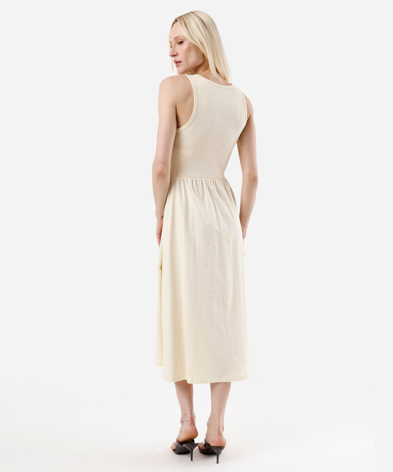 vestido midi feminino de algodão amarelo