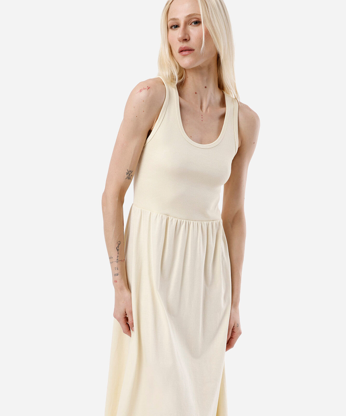 vestido midi feminino de algodão amarelo