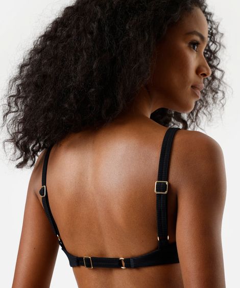 biquíni top meia taça feminino canelado preto