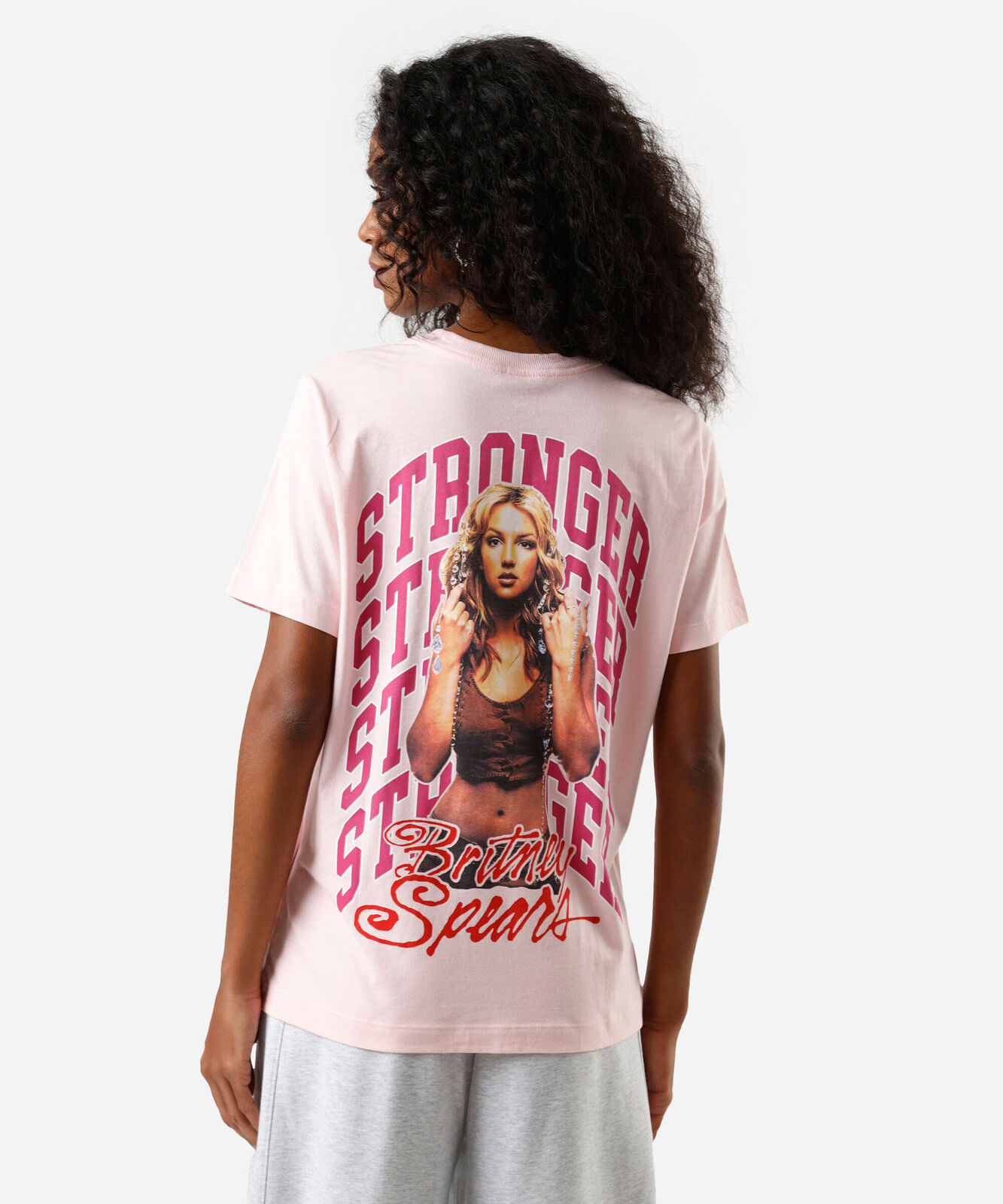camiseta feminina de algodão manga curta britney spears rosa