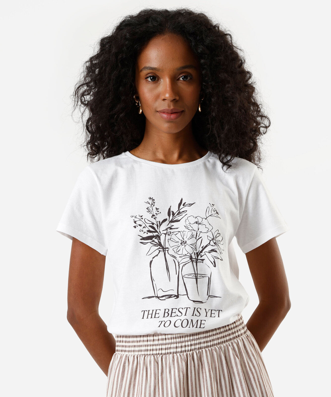 camiseta feminina de algodão estampada the best off white