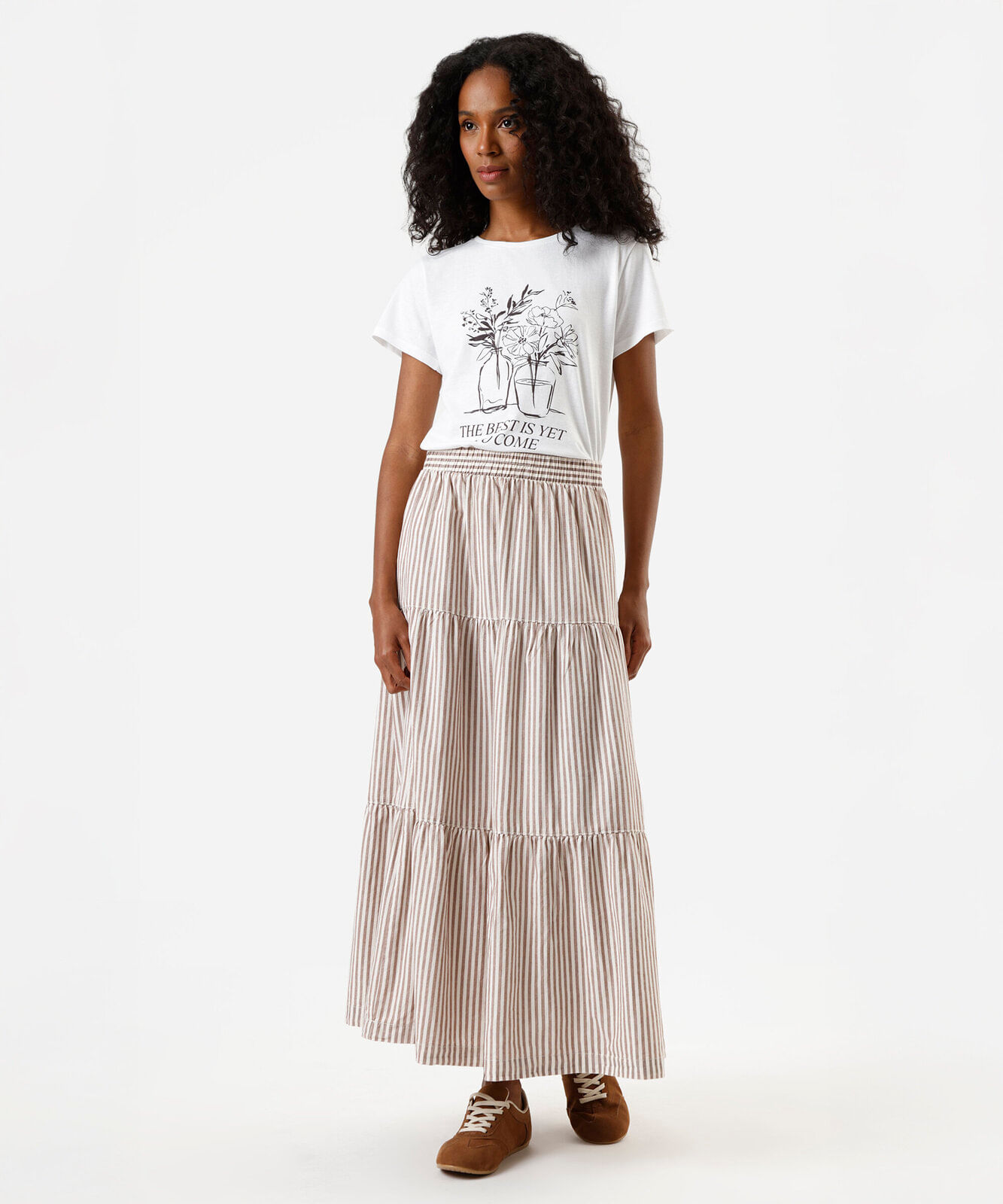 camiseta feminina de algodão estampada the best off white