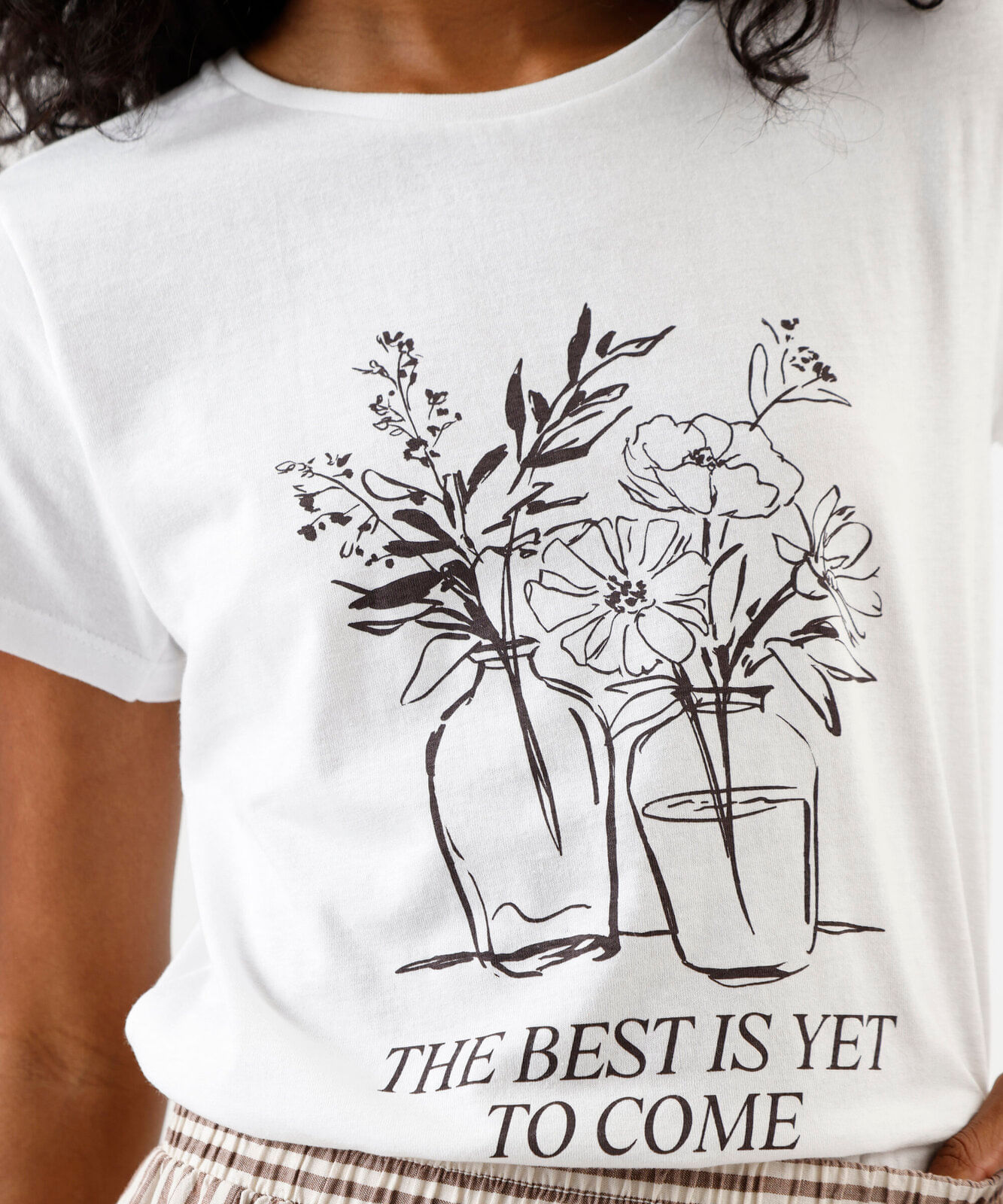 camiseta feminina de algodão estampada the best off white