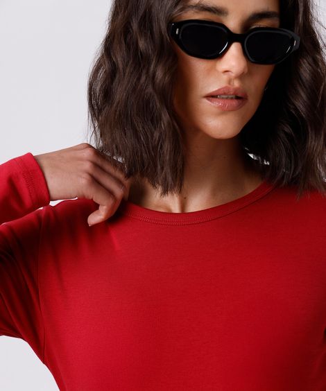blusa feminina de algodão peruano manga longa mindset vermelha