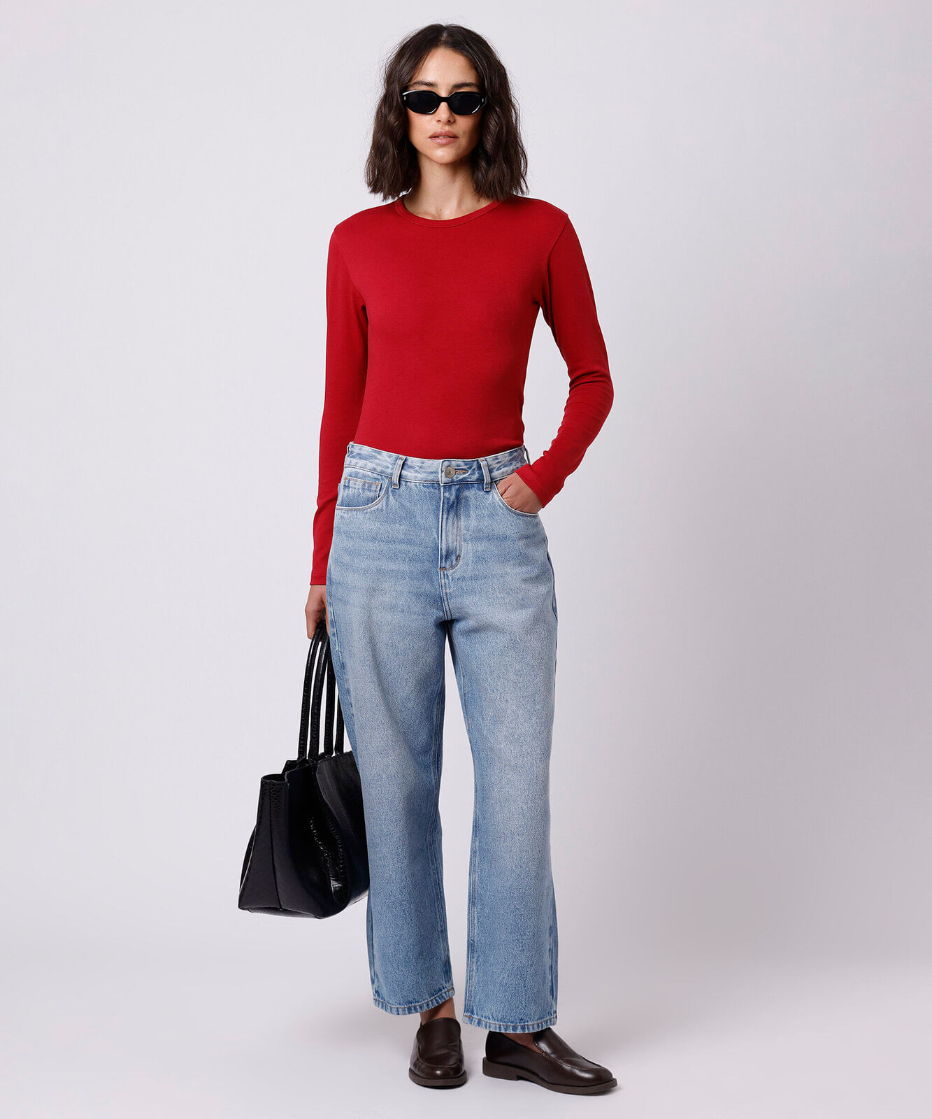 blusa feminina de algodão peruano manga longa mindset vermelha