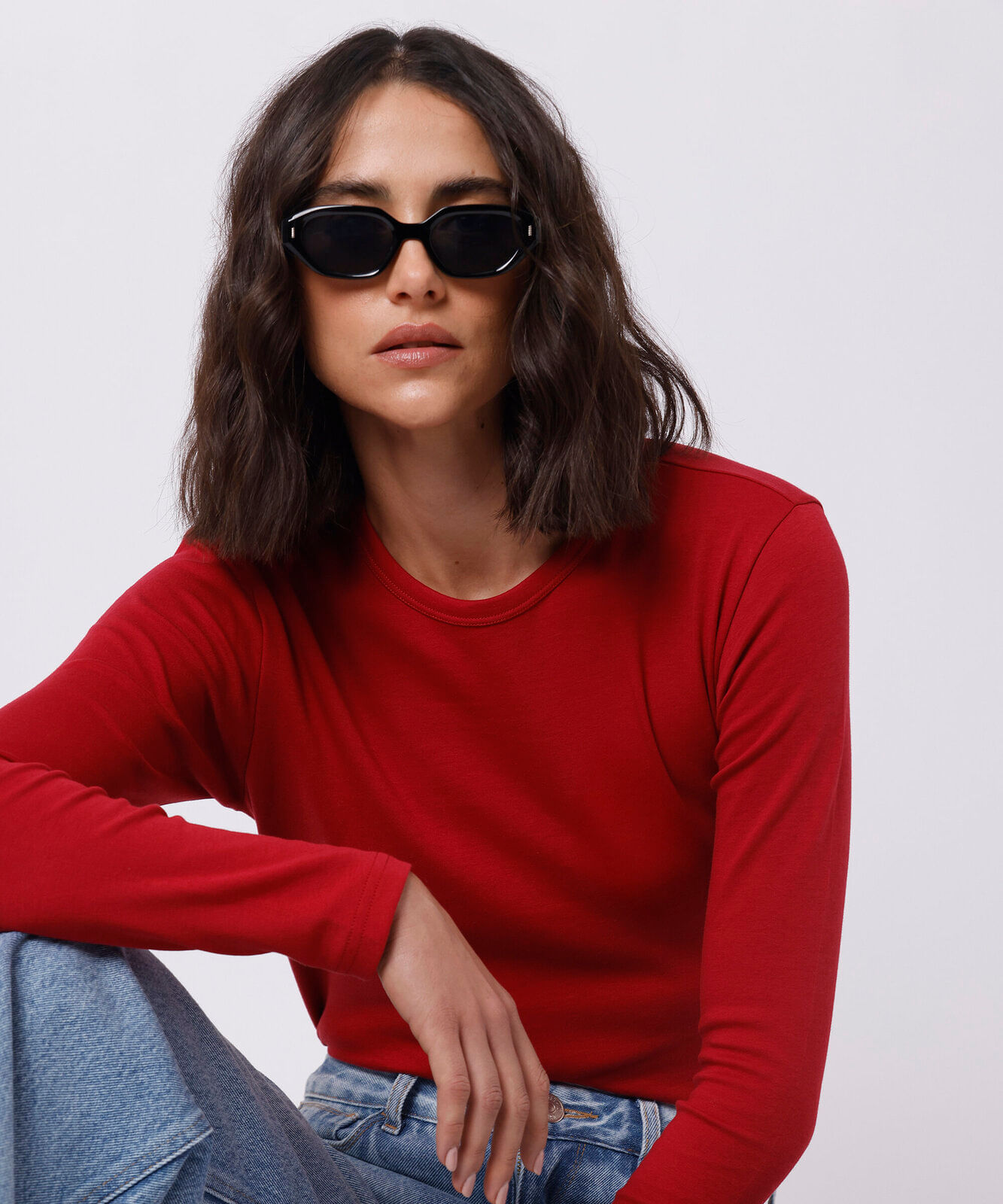 blusa feminina de algodão peruano manga longa mindset vermelha