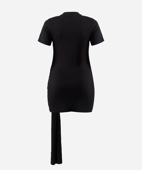 vestido curto feminino com ombreira franzido mindset plus size preto