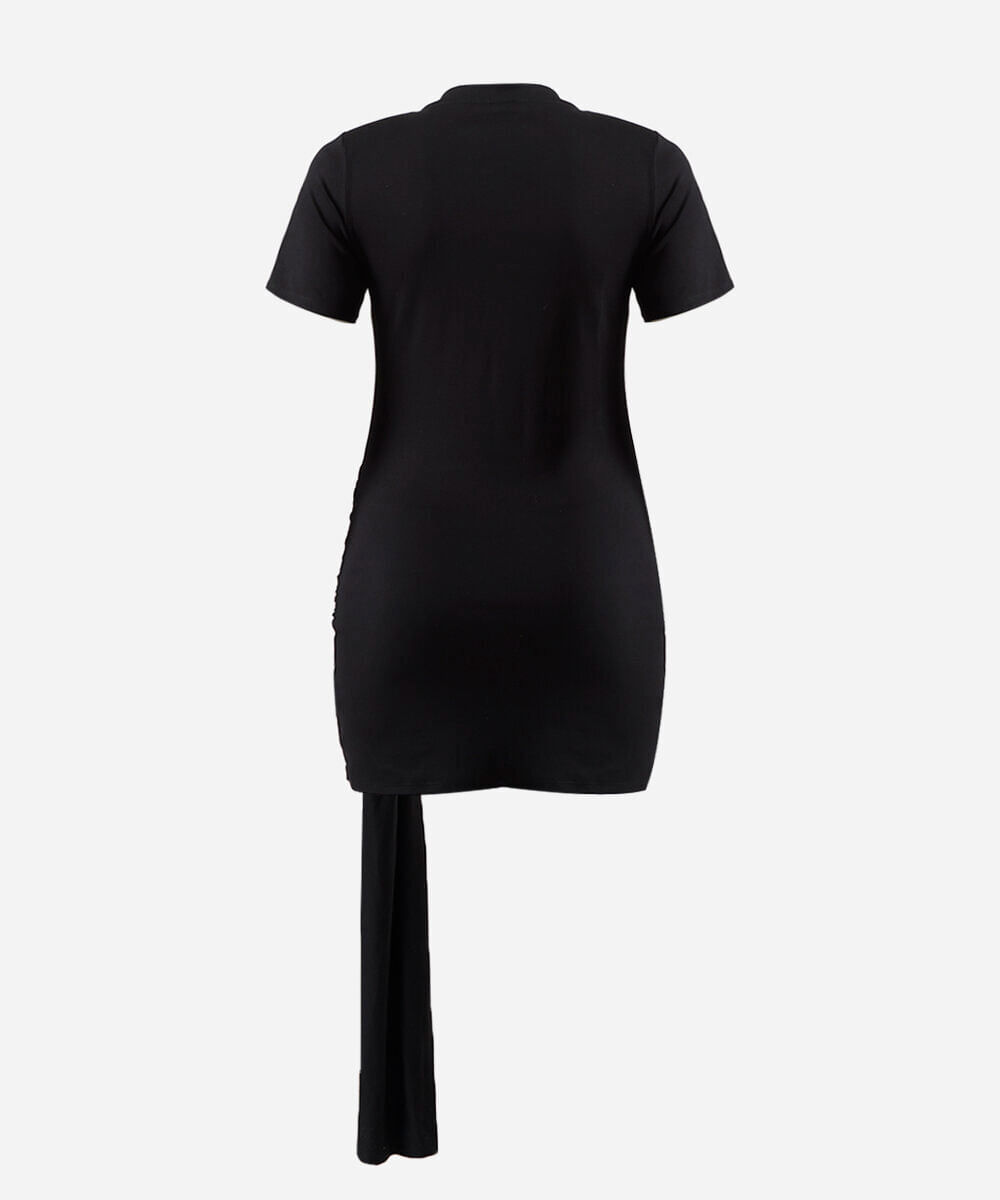 vestido curto feminino com ombreira franzido mindset plus size preto