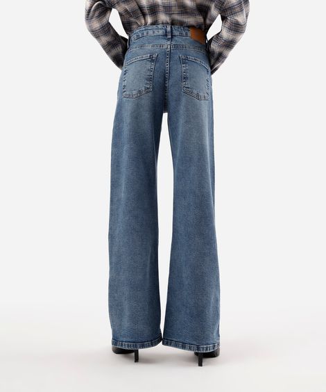calça wide leg feminina jeans azul