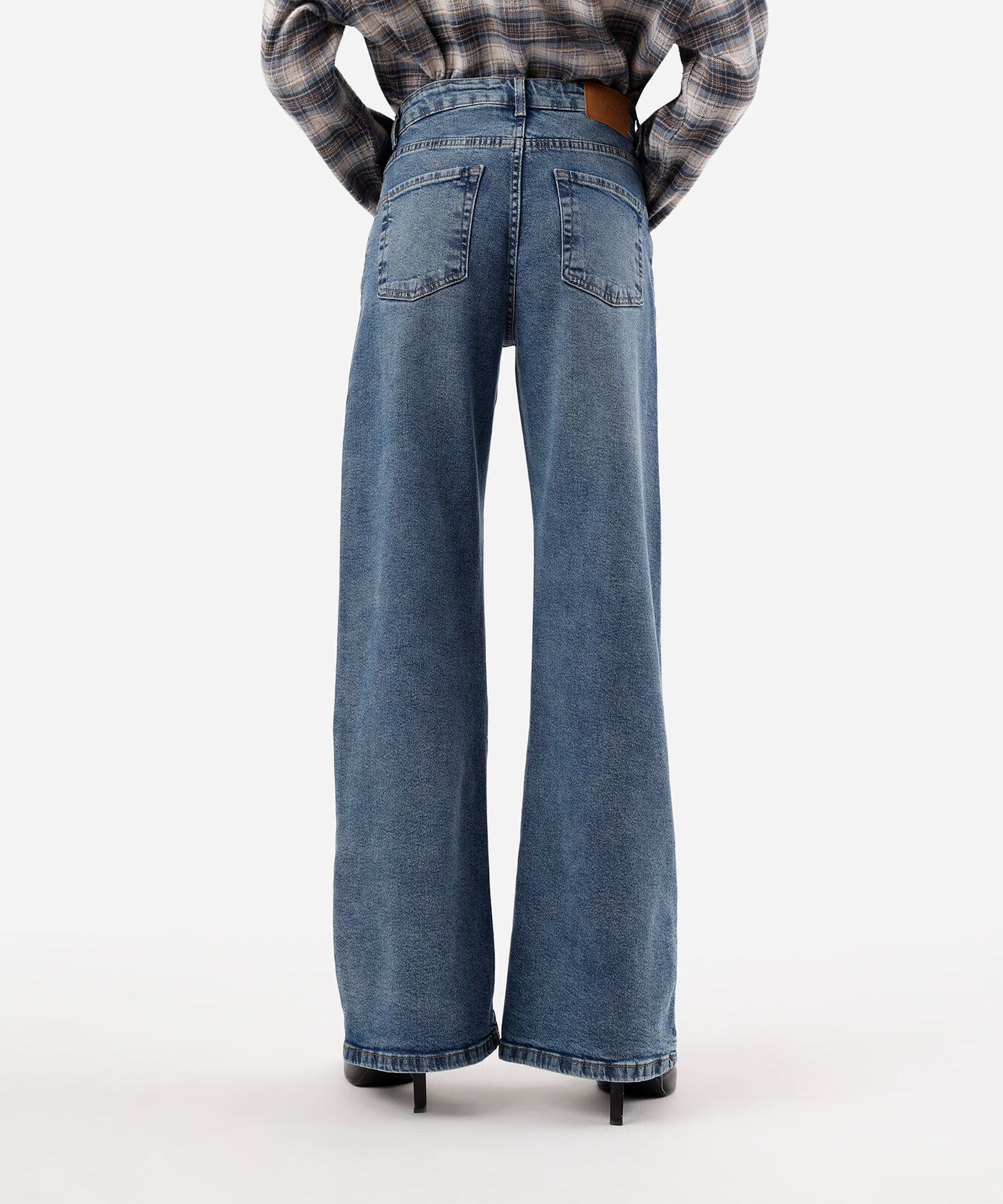 calça wide leg feminina jeans azul