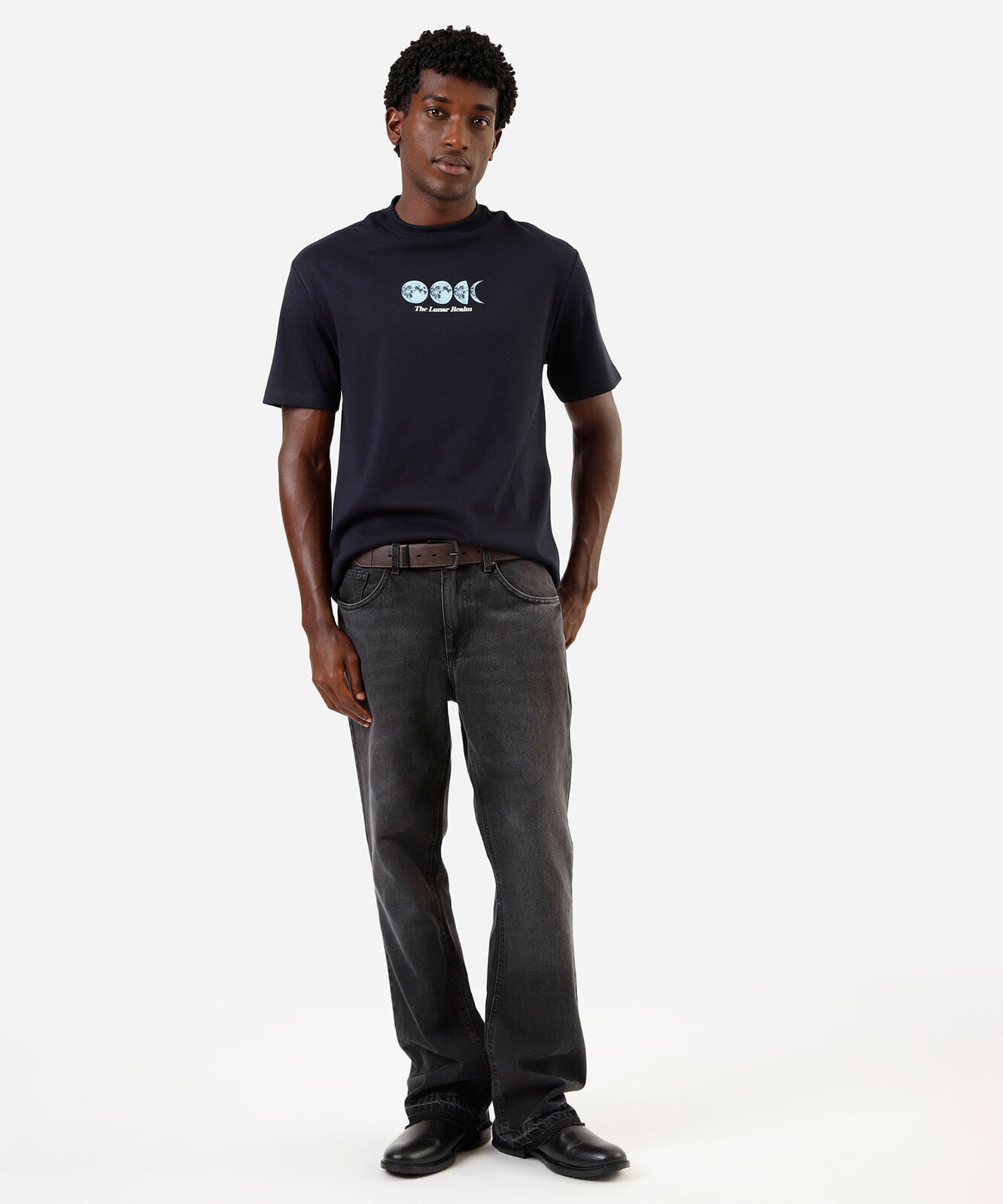 camiseta masculina estampada azul
