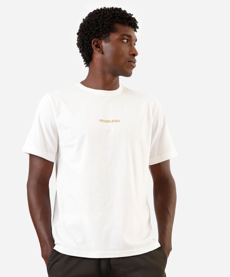 camiseta masculina de algodão manga curta estampada off white
