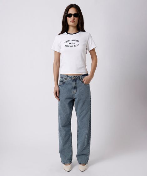 calça reta unissex jeans mindset working title azul