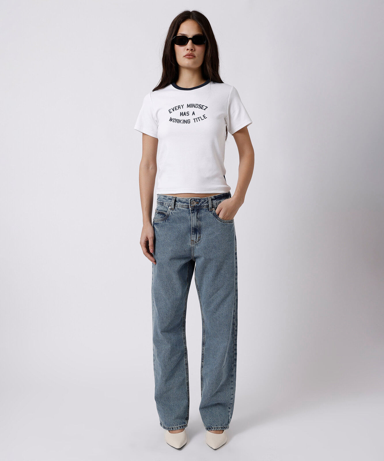 calça reta unissex jeans mindset working title azul