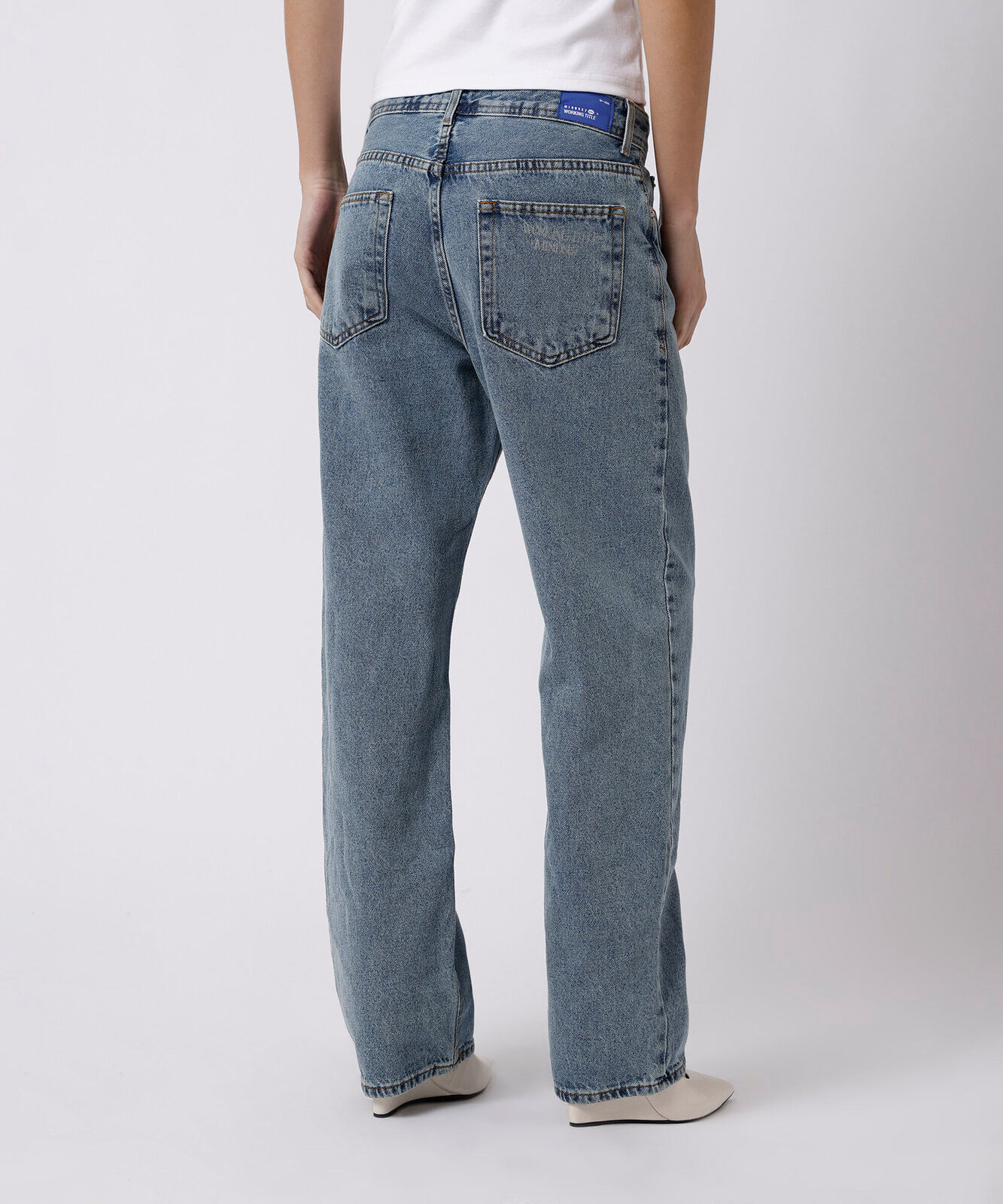 calça reta unissex jeans mindset working title azul