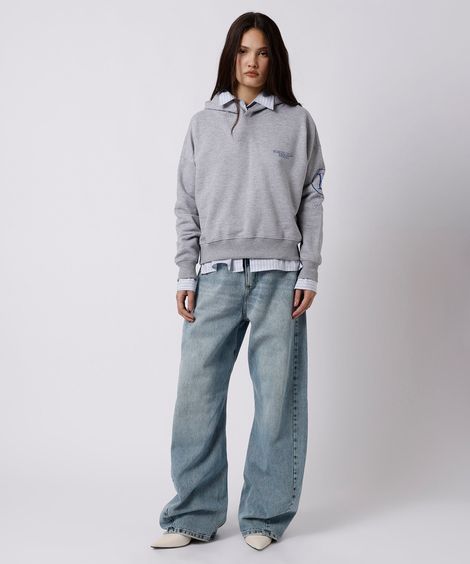 calça baggy unissex jeans cintura alta mindset working title azul
