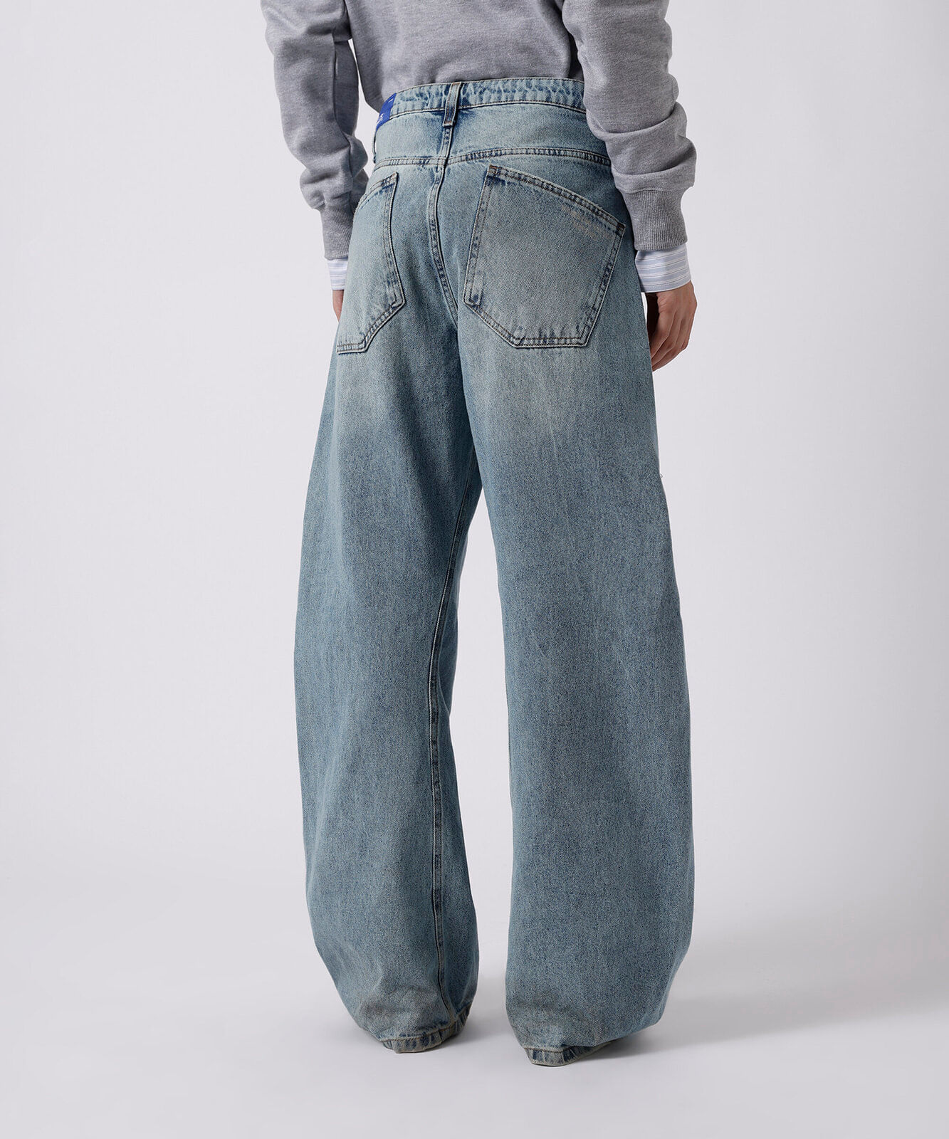calça baggy unissex jeans cintura alta mindset working title azul