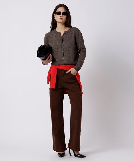 calça new york feminina de sarja mindset marrom