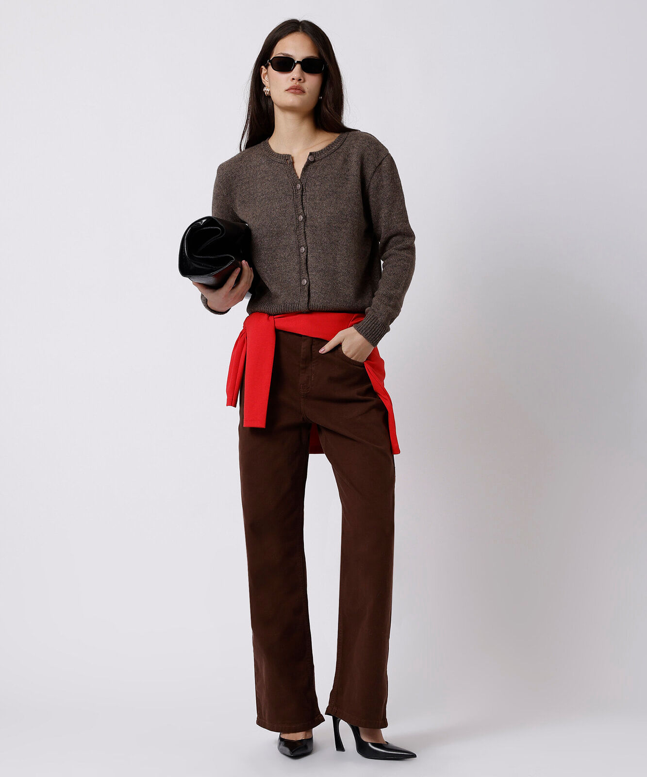 calça new york feminina de sarja mindset marrom