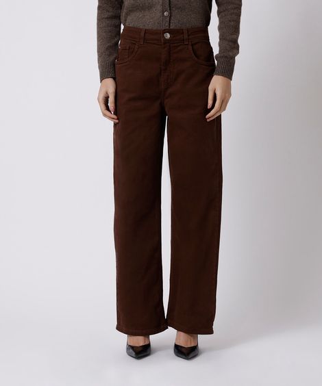calça new york feminina de sarja mindset marrom
