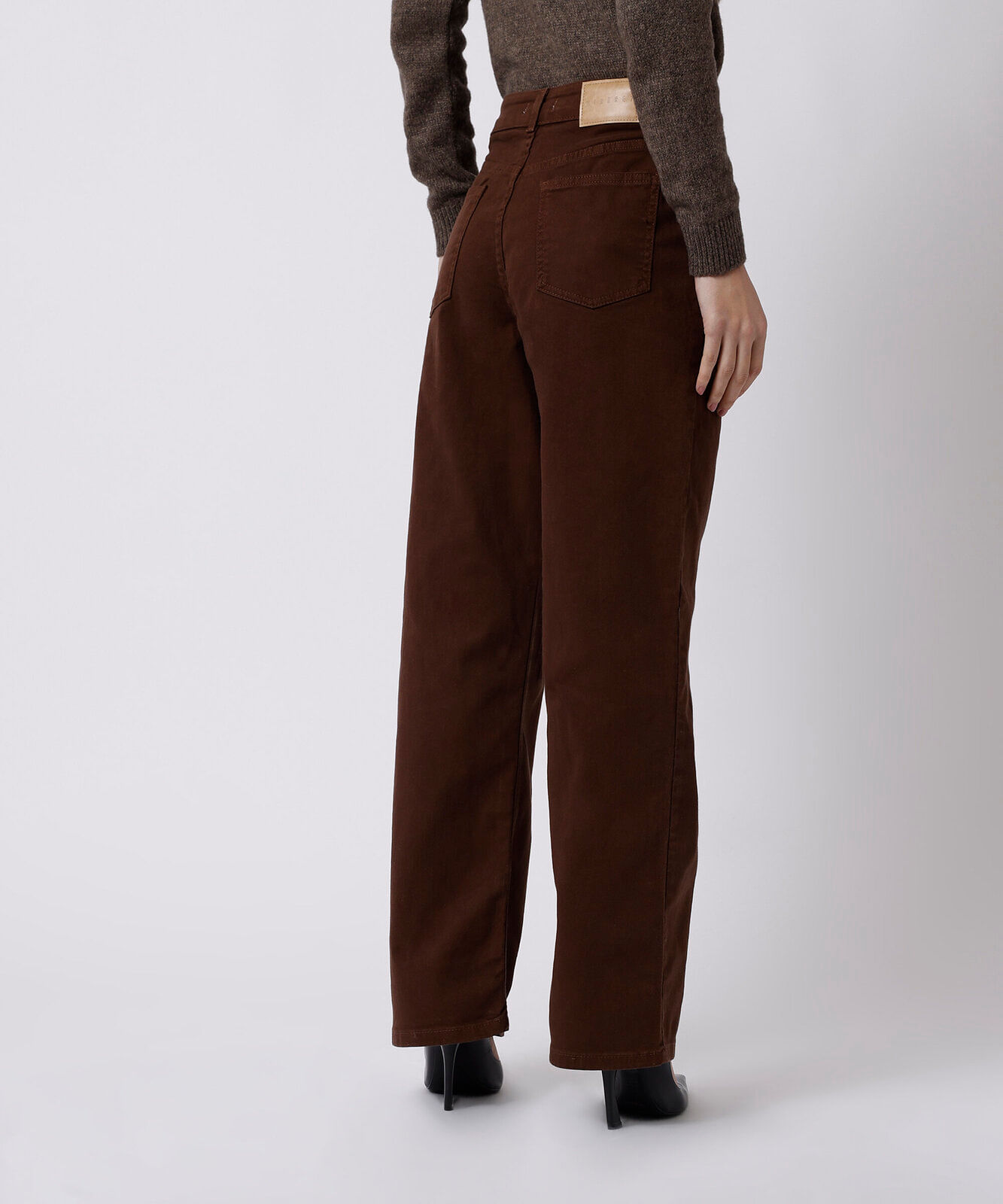 calça new york feminina de sarja mindset marrom