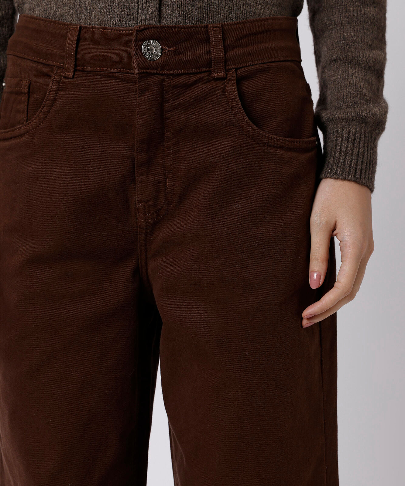 calça new york feminina de sarja mindset marrom