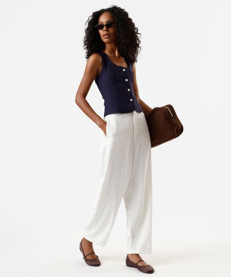 calça balloon feminina de veludo cotelê off white