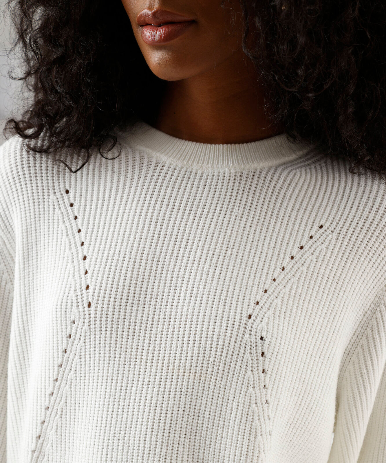 suéter feminino de tricot canelado off white