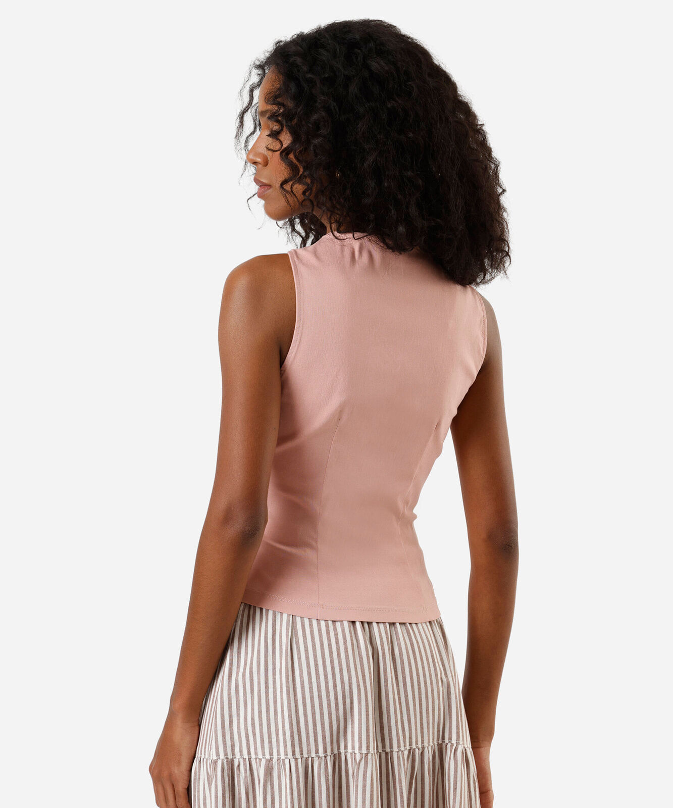 colete feminino com viscose decote quadrado rosa