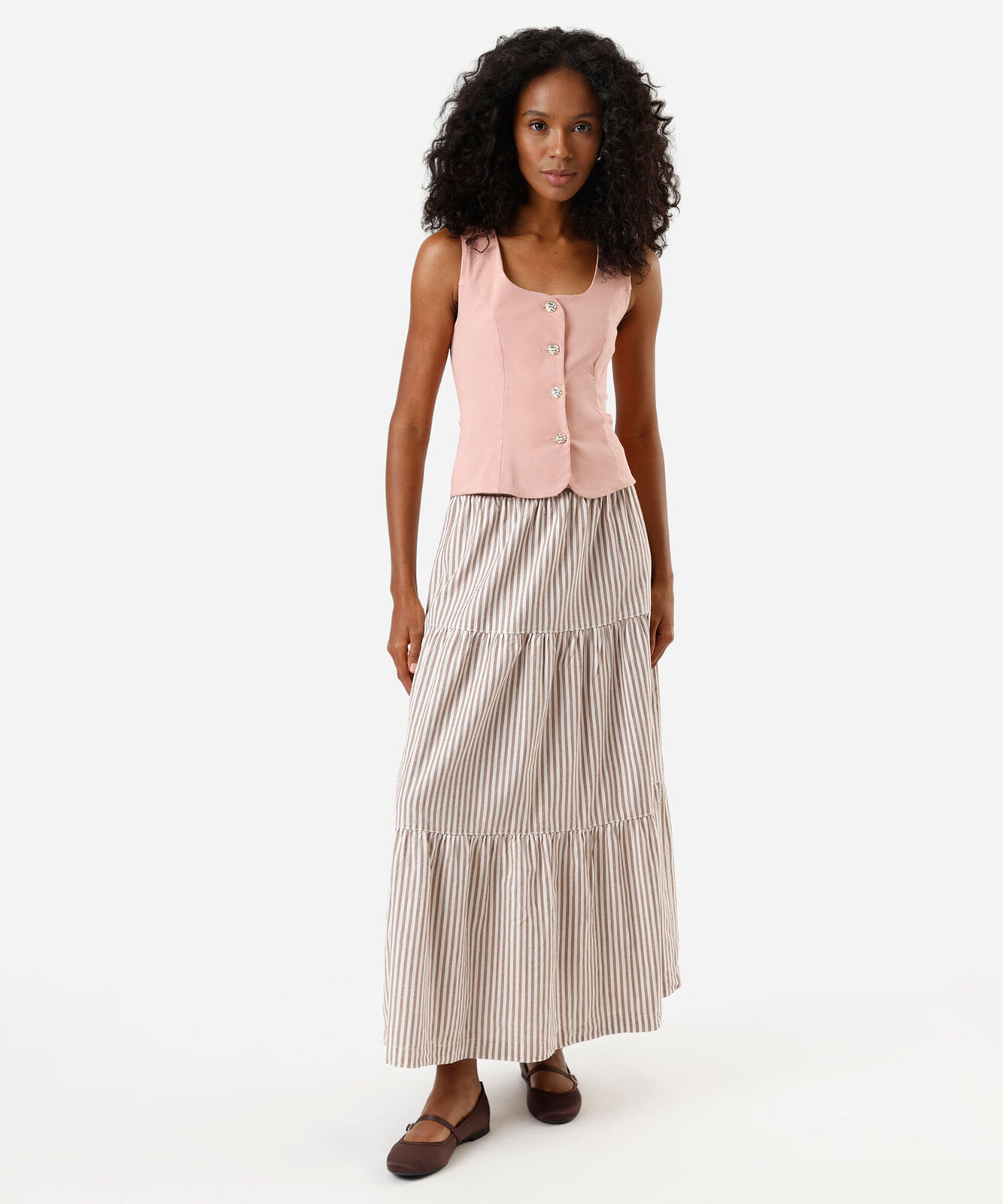 colete feminino com viscose decote quadrado rosa