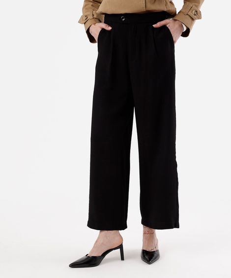 calça wide leg petit feminina com viscose preta